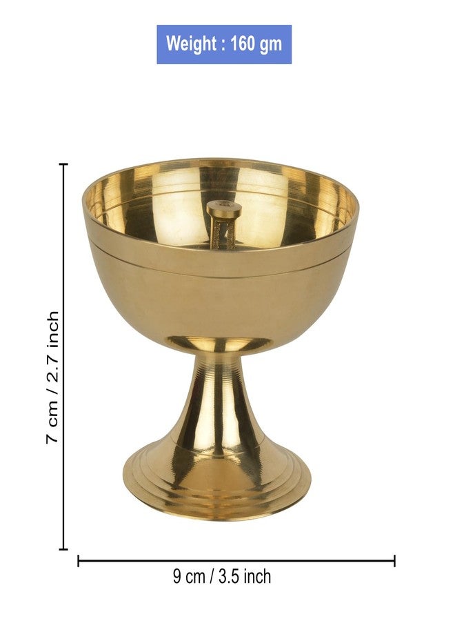 StyleMyWay Handcrafted Pure Brass Premium Big Akhand Jyoti Diya (Diameter - 9 cm, Height - 7 cm, 160 gm) | Traditional Oil Lamp | Udupi Jyot Diya - Image 5