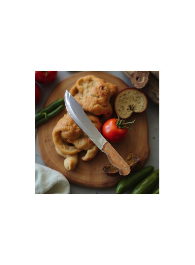 Thick blade kitchen knife made of steel with wooden handle - Image 4