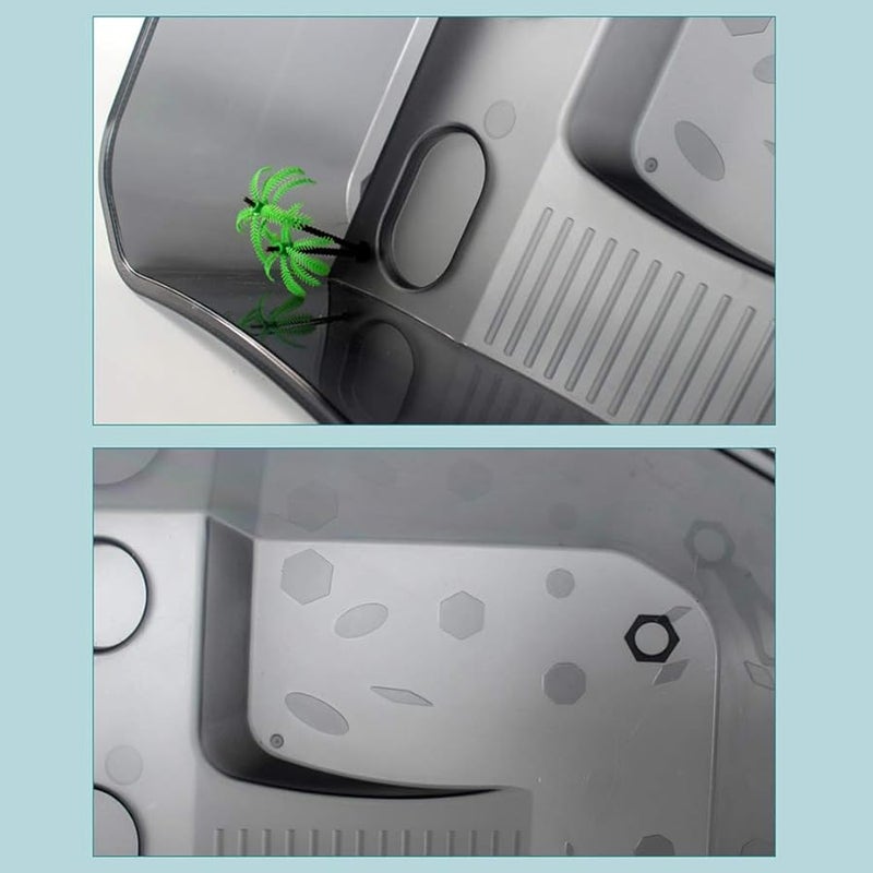 خزان موطن السلاحف الزاحف الأبيض مع منصة التشمس وإمدادات تغذية الطعام - Image 4