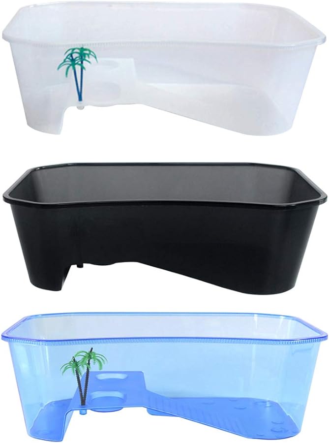 خزان موطن السلاحف الزاحف الأبيض مع منصة التشمس وإمدادات تغذية الطعام - Image 5