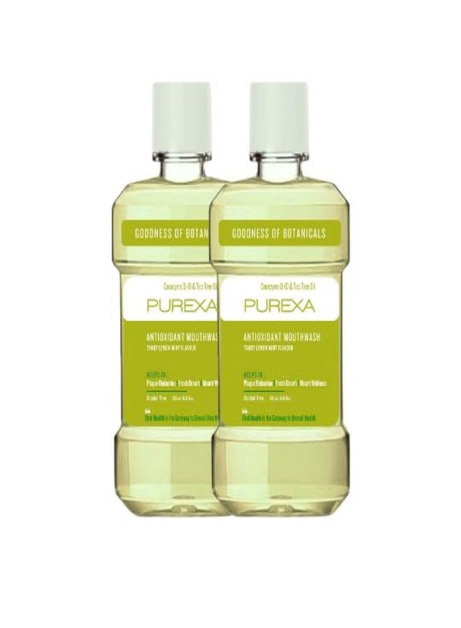 PUREXA غسول فم مضاد للأكسدة خالٍ من الكحول | بنكهة الليمون والنعناع | زيت شجرة الشاي والصبار | نفس منعش، إزالة البلاك، تقليل الإجهاد التأكسدي | لا يسبب إحساسًا بالحرقة | غسول فم يومي | عبوة من قطعتين، 250 مل لكل قطعة - Image 1