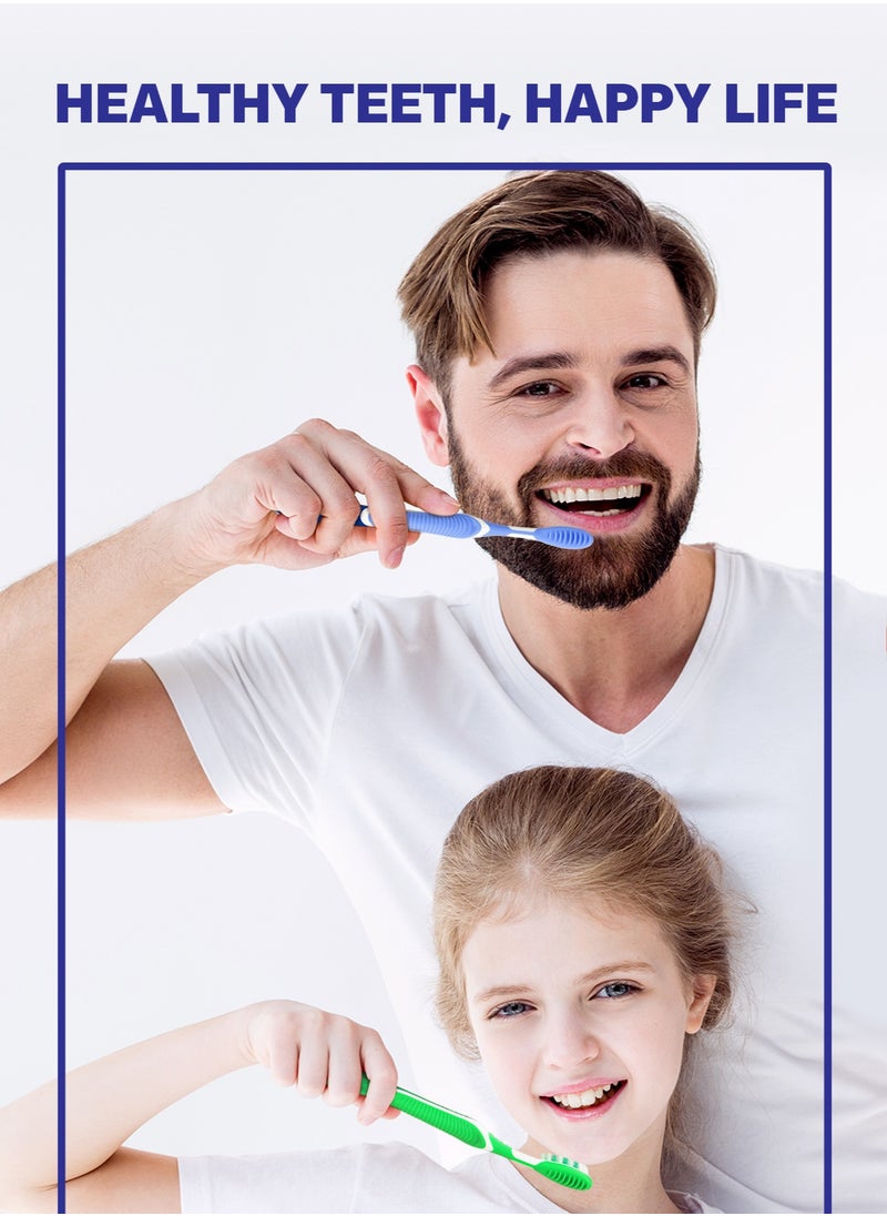 Shield Care Shield Care Toothbrush Dual Pro with Multi-Level Filaments, Anti-Slip Grip (Expert Care - Medium Bristles) Adults - Yellow, Red, Blue, Green - 12 Count (Pack of 1)  - Image 5