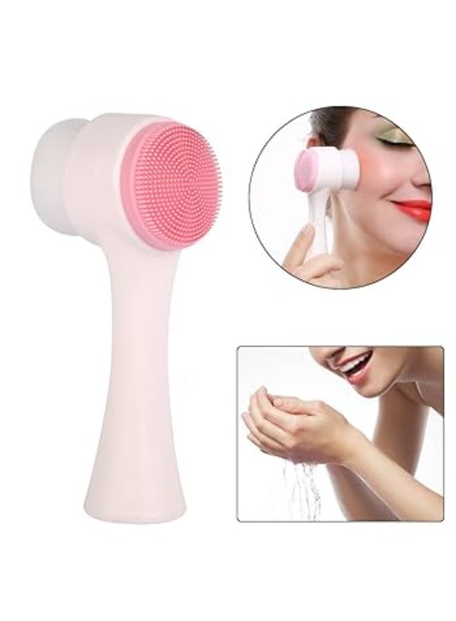 Manual Facial Cleansing Brush, 2-in-1 Skin Care face Brush, Silicone Facial Scrubber Manual Dual Face Wash Brush for Deep Pore Exfoliation Massaging (multi color) 1PCs - Image 1