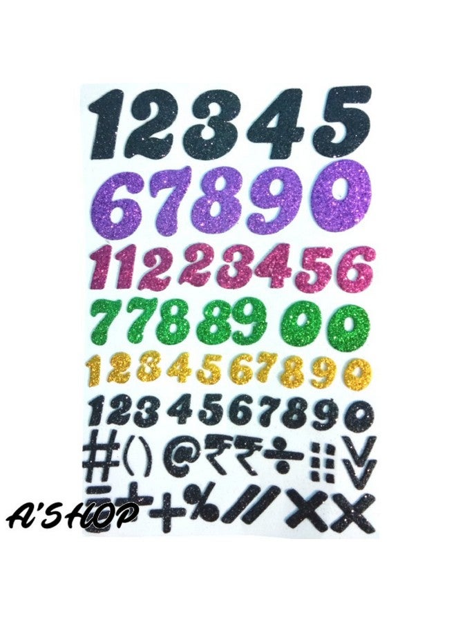 A'SHOP Glitter Foam Self Adhesive Mix Design Stickers for Art & Craft(Set of 3 Sheets) (Alphabets, Numeric's & Smileys) - Image 3
