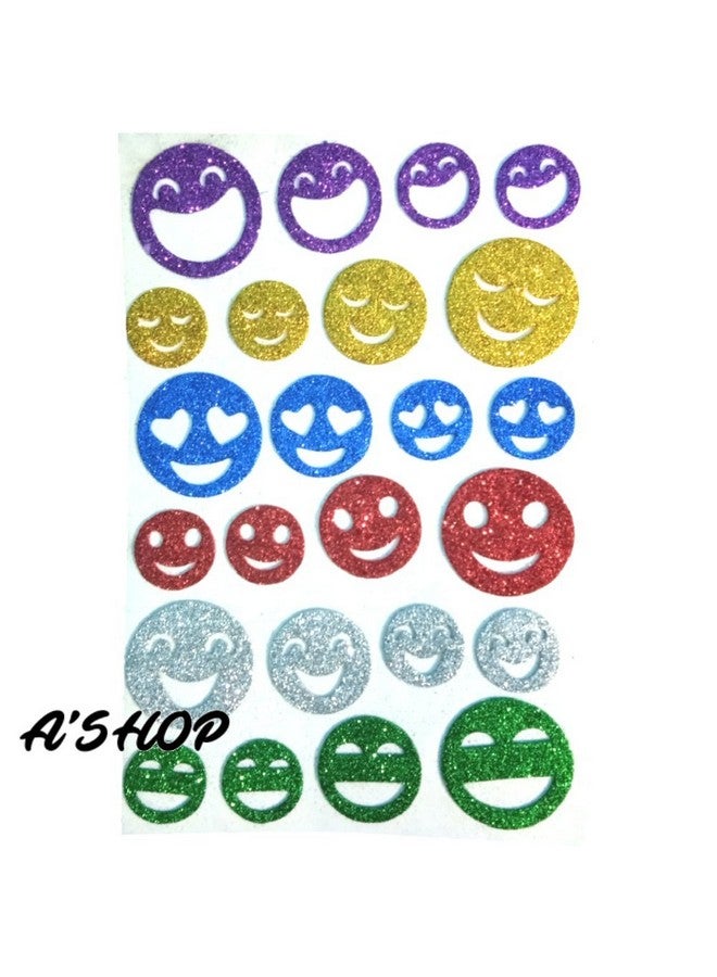 A'SHOP Glitter Foam Self Adhesive Mix Design Stickers for Art & Craft(Set of 3 Sheets) (Alphabets, Numeric's & Smileys) - Image 4