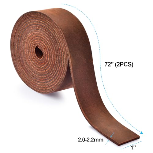 TeeLiy Leather Strap 1 Inches Wide Flat Leather Straps for Crafts, Full Grain Oil Tan Leather Strips for Crafts, Tooling, Belt, Garden Tools (2mm Thick 72 Inches Long Dark Brown) - Image 4