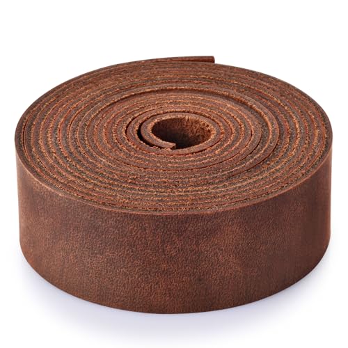 TeeLiy Leather Strap 1 Inches Wide Flat Leather Straps for Crafts, Full Grain Oil Tan Leather Strips for Crafts, Tooling, Belt, Garden Tools (2mm Thick 72 Inches Long Dark Brown) - Image 3