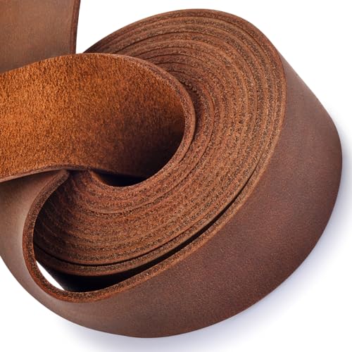 TeeLiy Leather Strap 1 Inches Wide Flat Leather Straps for Crafts, Full Grain Oil Tan Leather Strips for Crafts, Tooling, Belt, Garden Tools (2mm Thick 72 Inches Long Dark Brown) - Image 1