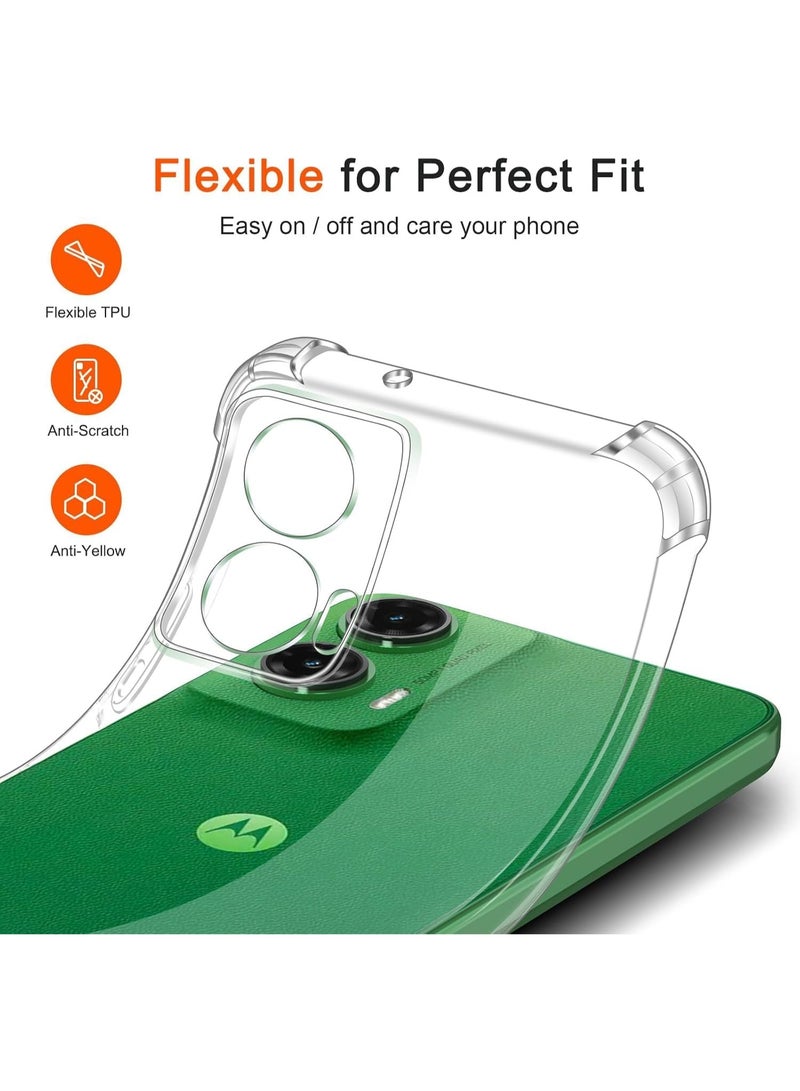 Compatible with Motorola G35 (moto g35) Clear Back Case Cover Shockproof Full Protection with Best Camera Protection from Scratches and Peeling (Clear) - Image 2
