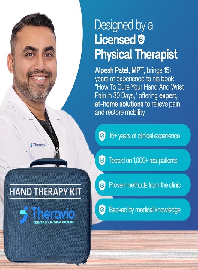 Theravio Hand Therapy Kit with Grip Strengthener, Forearm Strength Exerciser, Finger Strengthener, Hand Exercise Balls for Arthritis, Hand Strengthener for Adults - Image 3
