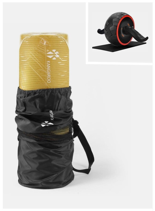 كانجرو مجموعة فرشة التمارين سمك 15 ملي اصفر مع عجلة البوش اب المطورة