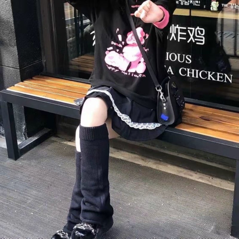 أزواج واحد من دافئات الساق Kawaii Y2k الدافئات الساق المُضخمة ملابس Gyaru القوطية لوفيتا ملحقات للنساء والفتيات - Image 4