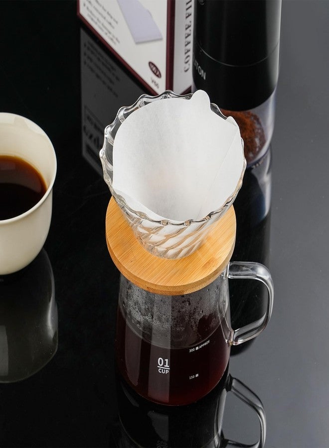 BCnmviku Coffee Filters Paper Cone Filters Basics Basket Disposable Natural Paper Filters Cone For Pour Over and Drip Coffee Maker (White 100 count -V) - Image 2