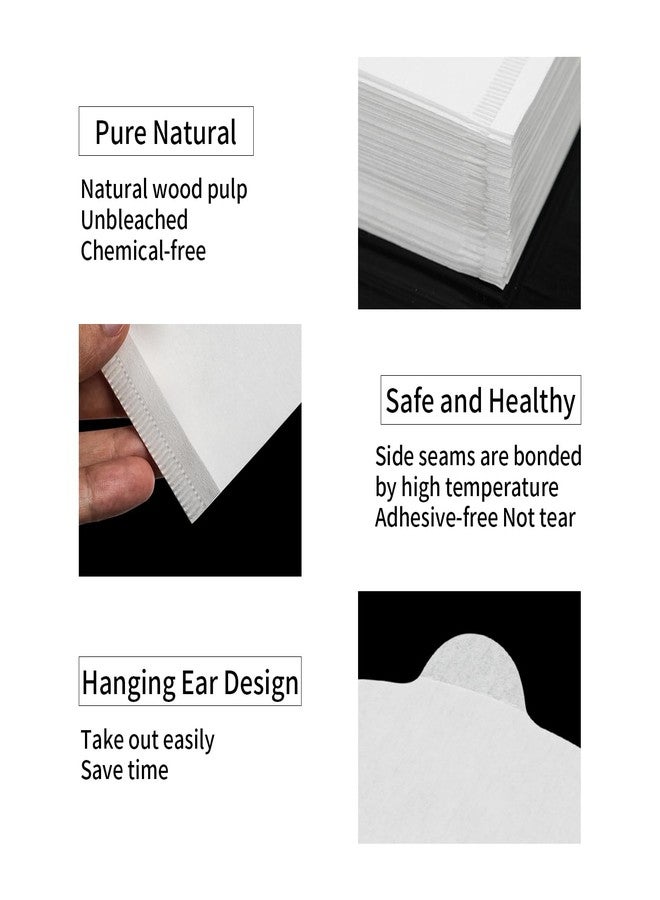 BCnmviku Coffee Filters Paper Cone Filters Basics Basket Disposable Natural Paper Filters Cone For Pour Over and Drip Coffee Maker (White 100 count -V) - Image 5