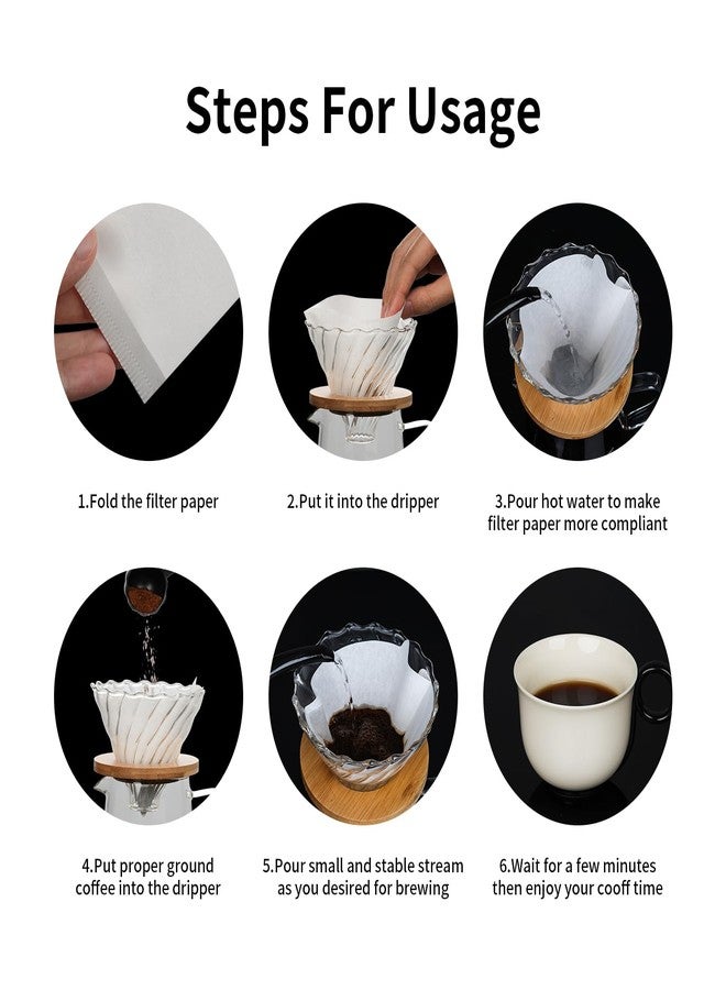 BCnmviku Coffee Filters Paper Cone Filters Basics Basket Disposable Natural Paper Filters Cone For Pour Over and Drip Coffee Maker (White 100 count -V) - Image 4