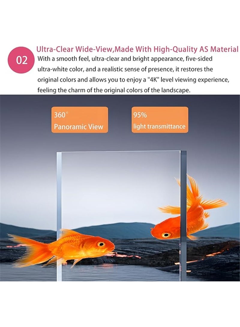 Fish Tank, Multifunctional Ecological Fish Bowls, Ultra Clear Aquarium with Filter and LED Lamp, for Small Amphibious Creatures Shrimp Crabs Turtles and Ornamental Fish, 38.8*21.5*22.5cm (White M) - Image 5