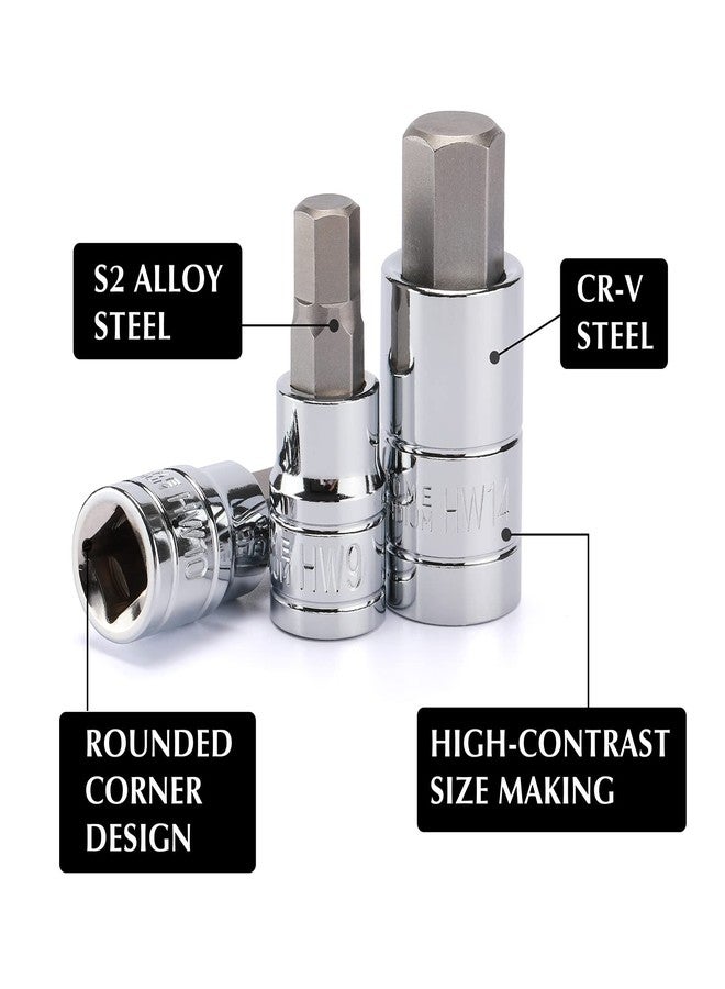 EMENTOL 33PCS Hex Bit Socket Set, 1/4", 3/8" and 1/2" Drive, SAE And Metric Allen Socket Bit, CR-V, S2 Steel, Master Hex Bit Socket Set, 5/64" - 3/4", 2mm - 19mm - Image 4