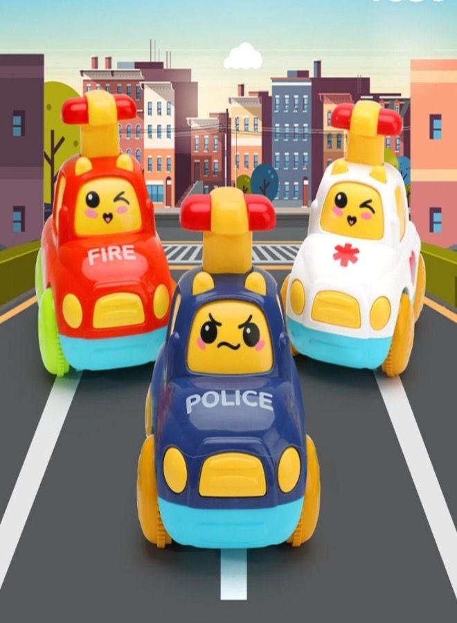 Baby Toy Cars Cartoon Wind up Cars Press and Go Toy Cars for Toddlers 3PCS  - Image 5