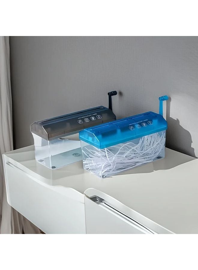 Blue Manual A4 Paper Shredder For Home Office Desktop Document Destruction - Image 4
