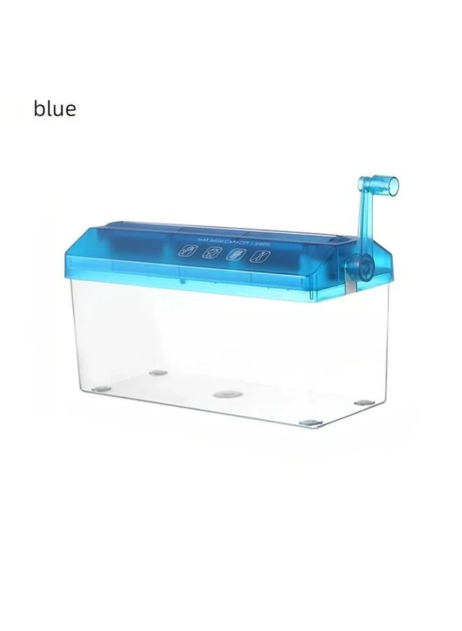 Blue Manual A4 Paper Shredder For Home Office Desktop Document Destruction - Image 1