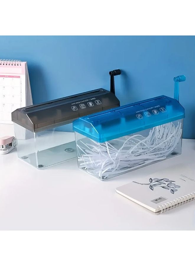 Blue Manual A4 Paper Shredder For Home Office Desktop Document Destruction - Image 2