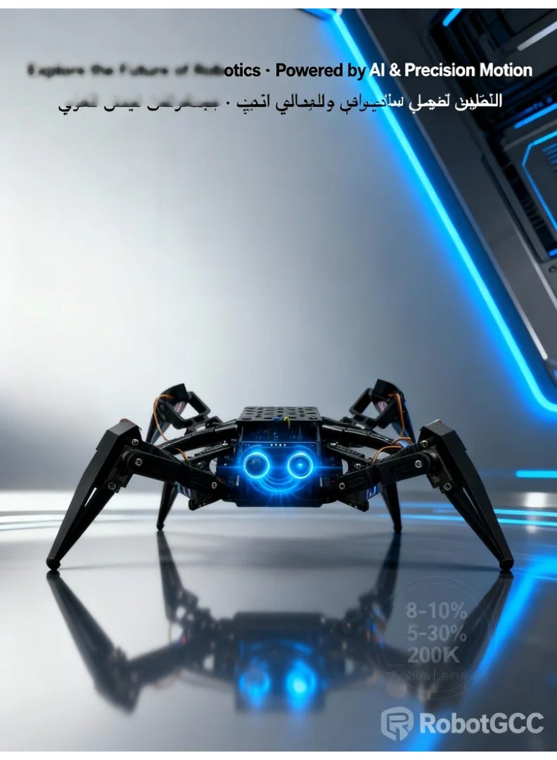 robotgcc STEM Bionic Spider Robot | ESP32 Smart Control Module | FPV Real-Time HD Video Transmission | Mobile App Remote Operation | Wi-Fi Bluetooth Dual-Channel Communication | AI Programming Learning Platform | Educational and Research Robot Kit | Open-Source Arduino MicroPython Support | Bionic Mechanical Design for STEM Labs | AI Competition and Innovation Project - Image 3