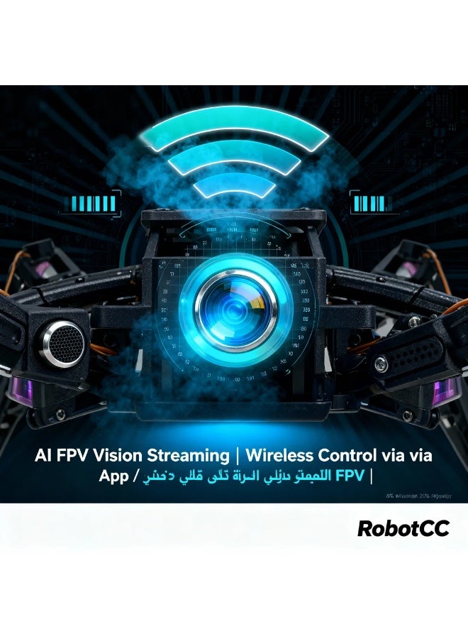 robotgcc STEM Bionic Spider Robot | ESP32 Smart Control Module | FPV Real-Time HD Video Transmission | Mobile App Remote Operation | Wi-Fi Bluetooth Dual-Channel Communication | AI Programming Learning Platform | Educational and Research Robot Kit | Open-Source Arduino MicroPython Support | Bionic Mechanical Design for STEM Labs | AI Competition and Innovation Project - Image 5