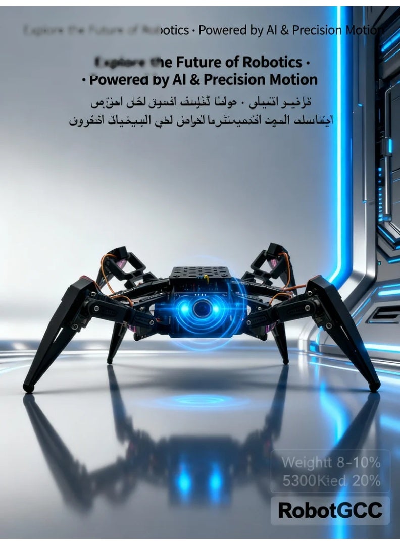 robotgcc STEM Bionic Spider Robot | ESP32 Smart Control Module | FPV Real-Time HD Video Transmission | Mobile App Remote Operation | Wi-Fi Bluetooth Dual-Channel Communication | AI Programming Learning Platform | Educational and Research Robot Kit | Open-Source Arduino MicroPython Support | Bionic Mechanical Design for STEM Labs | AI Competition and Innovation Project - Image 4