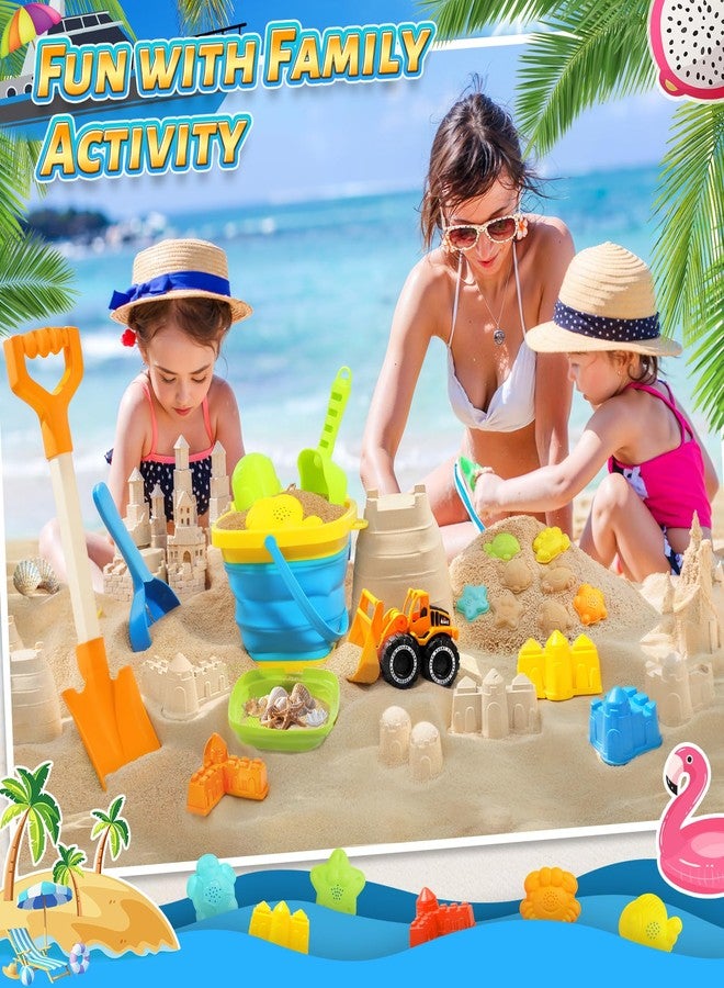 DISHIO Collapsible Beach Sand Toys Set for Kids - Includes Bucket, Mesh Shovel, Filter Scooper & Castle Molds - Toddler Beach Toys for 1-3 & Kids Ages 4-8 with Mesh Bag, Summer Outdoor Beach Essentials - Image 5