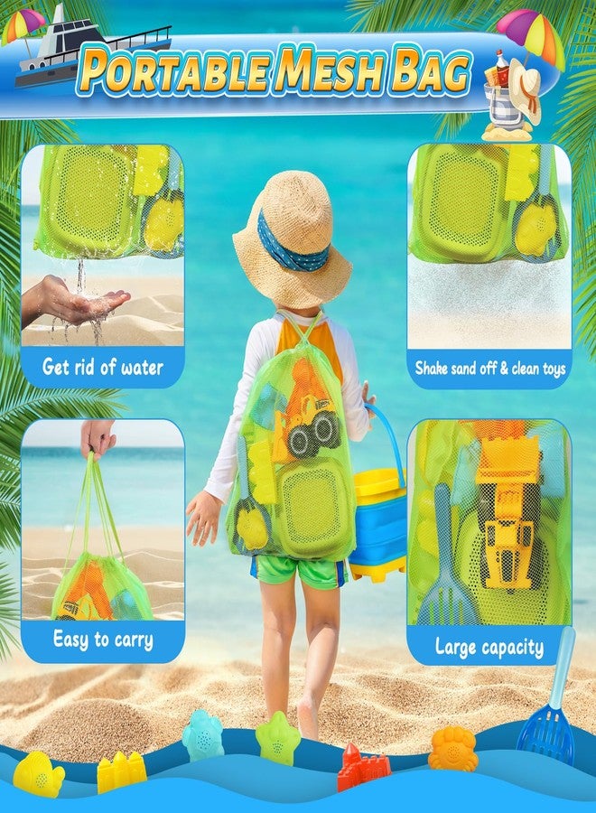 DISHIO Collapsible Beach Sand Toys Set for Kids - Includes Bucket, Mesh Shovel, Filter Scooper & Castle Molds - Toddler Beach Toys for 1-3 & Kids Ages 4-8 with Mesh Bag, Summer Outdoor Beach Essentials - Image 4