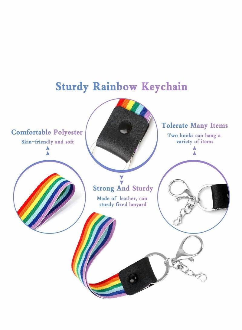 Y&D Lanyard Keychain, Rainbow Wrist Accessories Hand Women Polyester Keychain for Key Card Wallet 8pcs - Image 2