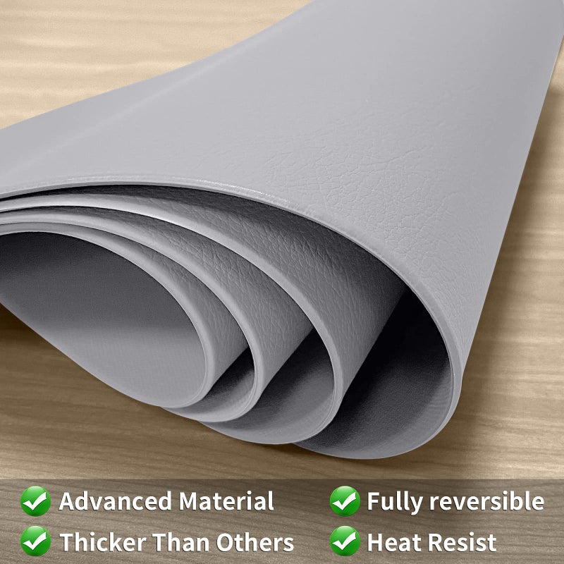 Herda Placemats Set of 4 for Dining Table Mats Place Mats Grey Leather Placemats Set of 4 Wipeable Washable Place Mats for Kitchen Dining Patio Table Heat Resist Easy to Clean Grey Table Mats - Image 3
