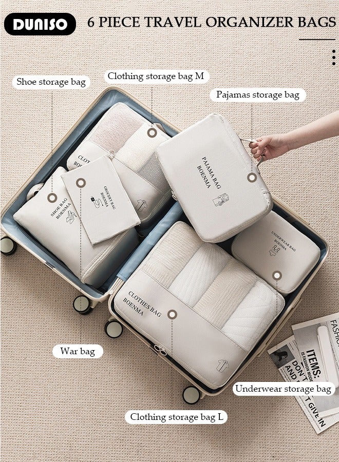 DUNISO 6 Piece Travel Organizer Bags for Luggage, Waterproof and Durable Travel Bags, Packing Cubes for Travel, Compression Cubes for Suitcases, Travel Bags for Clothes, Toiletries, Clothing, Underwear - Image 2