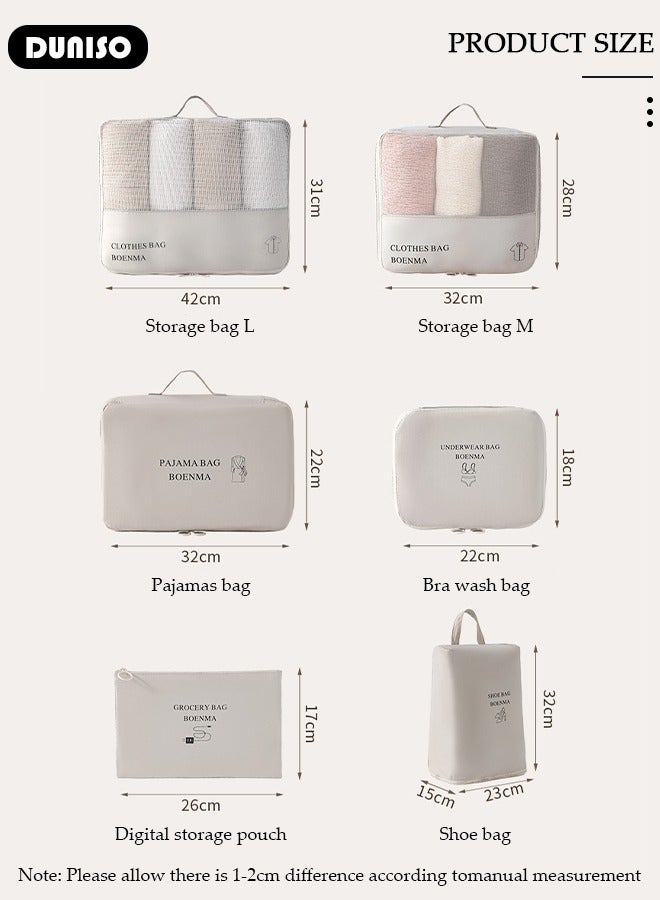 DUNISO 6 Piece Travel Organizer Bags for Luggage, Waterproof and Durable Travel Bags, Packing Cubes for Travel, Compression Cubes for Suitcases, Travel Bags for Clothes, Toiletries, Clothing, Underwear - Image 4