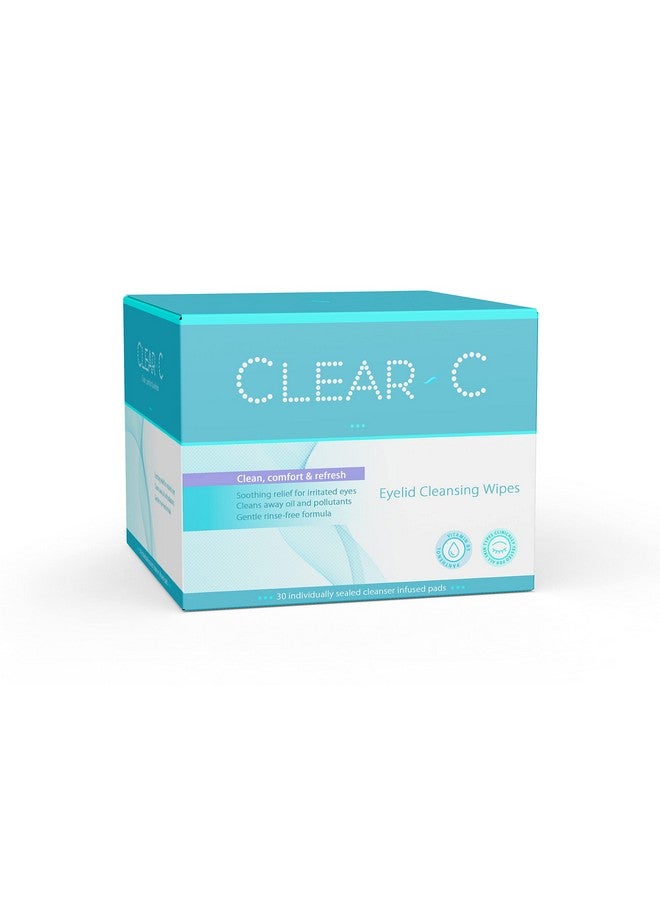 دايموند وايبس مناديل تنظيف الجفون Clear C المبللة مسبقًا للعيون الجافة - مناديل تنظيف جفون العين بدون شطف - مناديل سفر للعين مغلفة بشكل فردي، علبة واحدة من 30 منديلًا - Image 1
