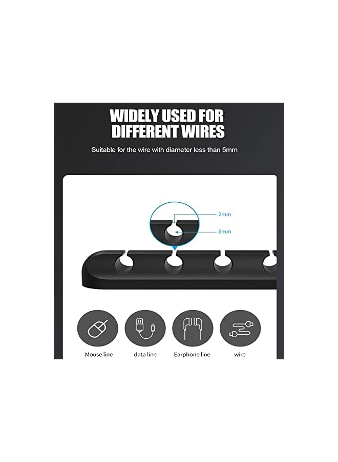 SHOWAY Cable Management Clips for Power Cord, USB Cable, TV PC, Home and Office, Desktop 3, 5 or 7 Cables 3 Pieces Black, White, CABCLIP01-3P, 200mm - Image 3