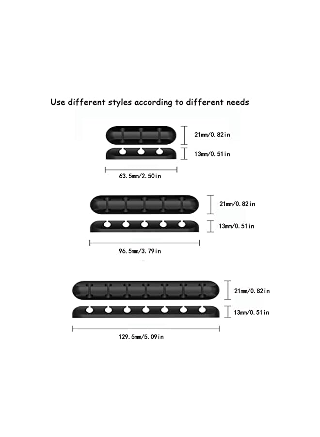 SHOWAY Cable Management Clips for Power Cord, USB Cable, TV PC, Home and Office, Desktop 3, 5 or 7 Cables 3 Pieces Black, White, CABCLIP01-3P, 200mm - Image 4