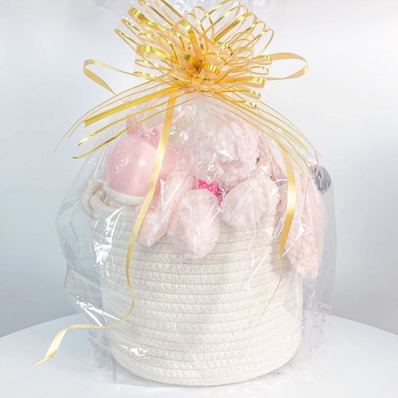 ABenkle Small Woven Basket, Cotton Rope Shelf Storage Basket, Small Round Easter Basket, Cute Basket, Decorative Round Bin for Nursery Bedroom Bathroom, 9.4" x 9.4"x 7.1" Empty Gift Basket - Image 3