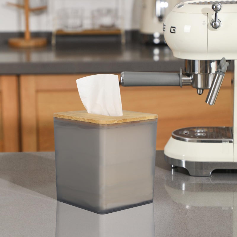 Sunkaioo Tissue Box Cover Square,Tissue Box Holder with Bamboo Lid,Tissue Dryer Sheet Holder for Modern Farmhouse Boho Decor,1 Pack,(Black) - Image 4