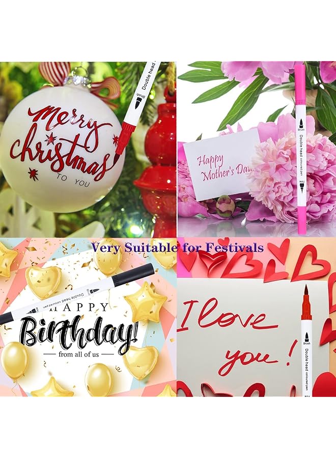 إيروريكس أقلام فرشاة وعلامات لكتب التلوين للكبار، أقلام خط للكتابة، أقلام فرشاة ذات رأسين للأطفال، أقلام تلوين للرسم، أقلام ذات رأس رفيع لمجلة الرسم، مخطط، 36 لونًا - Image 3