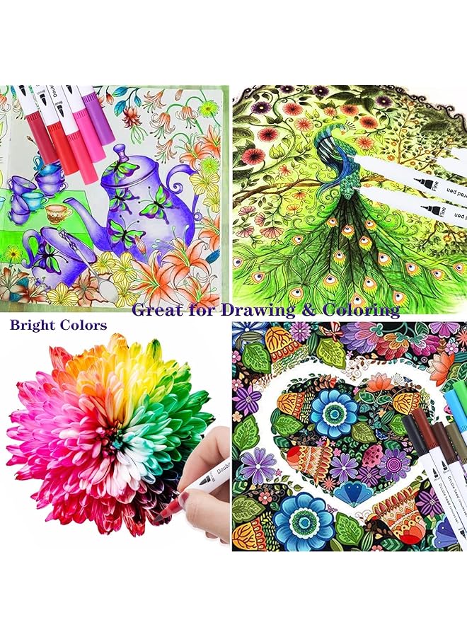 إيروريكس أقلام فرشاة وعلامات لكتب التلوين للكبار، أقلام خط للكتابة، أقلام فرشاة ذات رأسين للأطفال، أقلام تلوين للرسم، أقلام ذات رأس رفيع لمجلة الرسم، مخطط، 36 لونًا - Image 5