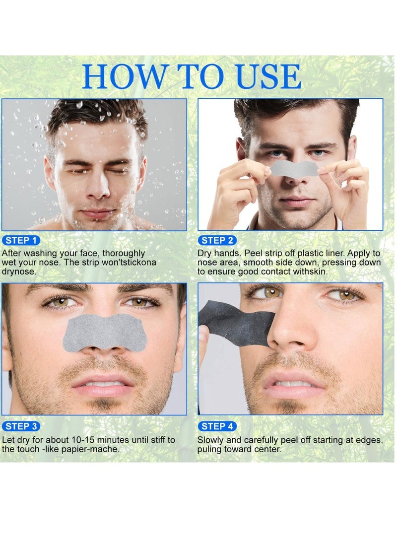 Pegciz - 90 Strips Nose Pore Strips Bamboo and Charcoal Nose Pore Strips Blackhead Removal Mask Nose Plants Pore Strips Facial Pore Cleanser Blackhead Peel off Mask Blackheads Nasal Patches - Image 1