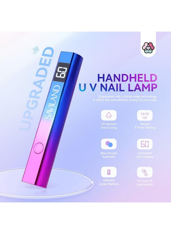 Saviland SAVILAND U V Light for Nails - Handheld U V Lamp for Gel Nails LED Nail Lamp Portable Mini Nail Dryer for Curing Gel Polish Nail Glue Gel USB Nail Art for Home DIY Manicure (12W)  - Image 2