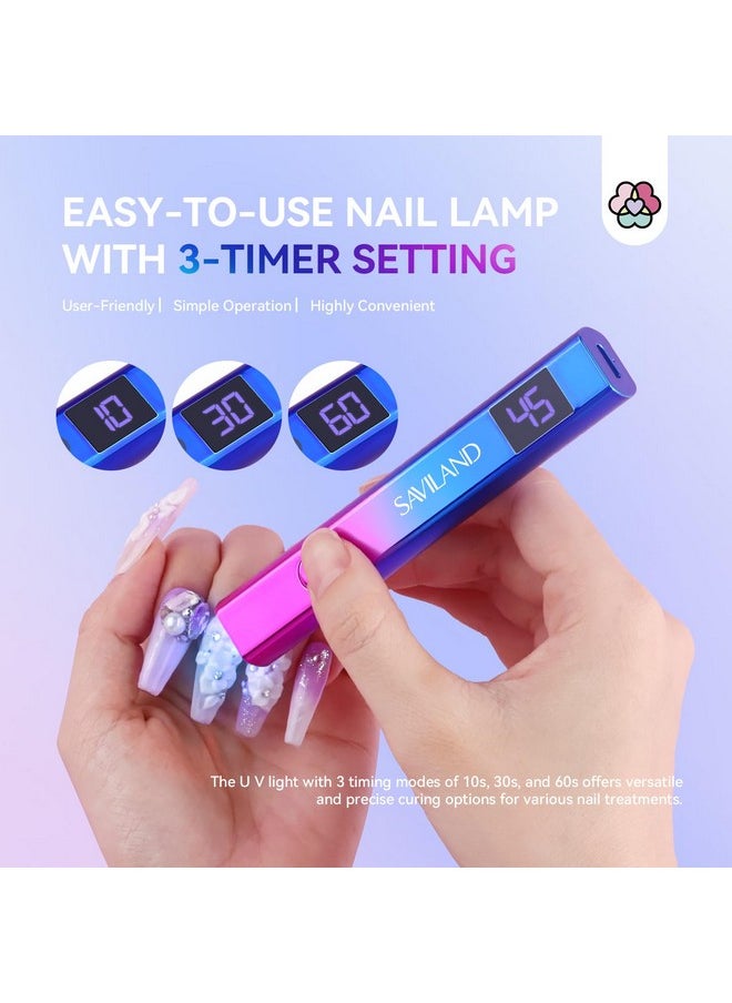 Saviland SAVILAND U V Light for Nails - Handheld U V Lamp for Gel Nails LED Nail Lamp Portable Mini Nail Dryer for Curing Gel Polish Nail Glue Gel USB Nail Art for Home DIY Manicure (12W)  - Image 4