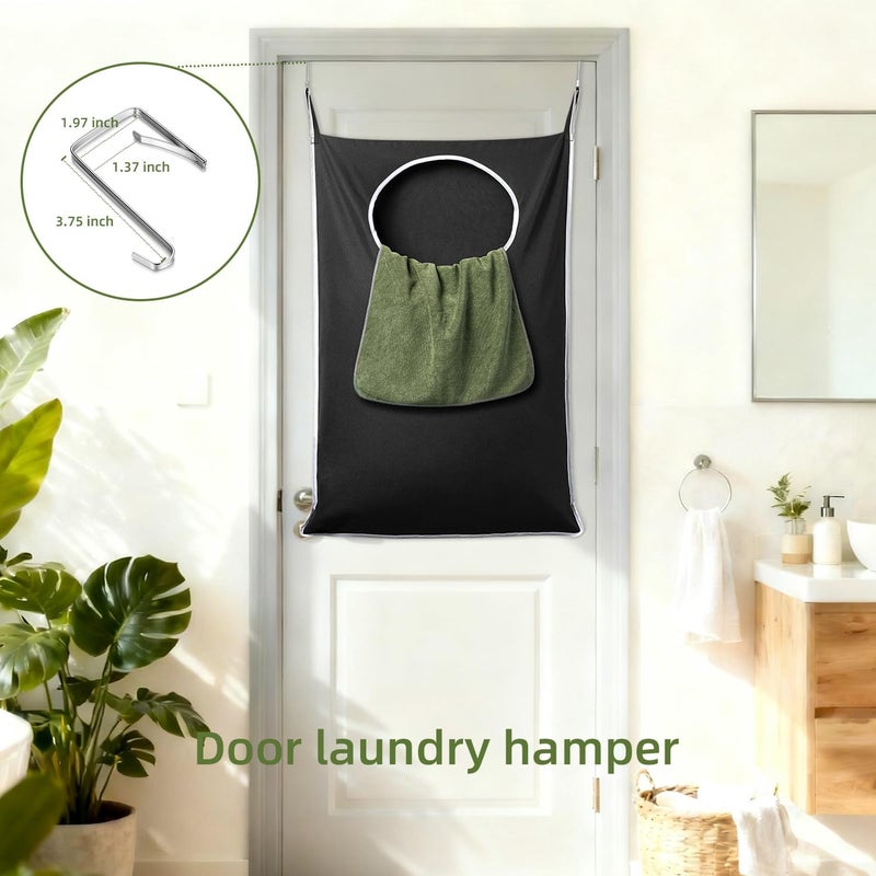 Keepjoy XL 2-Pack Door Hanging Laundry Hamper, Size 36.5X22.5 Inch Door Hamper Bag with Large Opening and Sturdy Hooks for All Family Laundry Storage bag (Black-2Pack) - Image 3