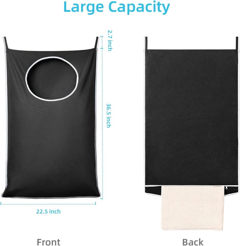 Keepjoy XL 2-Pack Door Hanging Laundry Hamper, Size 36.5X22.5 Inch Door Hamper Bag with Large Opening and Sturdy Hooks for All Family Laundry Storage bag (Black-2Pack) - Image 2