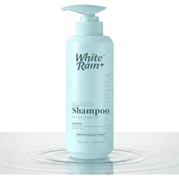 White Rain+ Volumizing Shampoo, Collagen, Biotin, Caffeine and Keratin, Adds Volume and Fullness, Lightweight Cleanse for Fine, Flat Hair, Sulfate-Free Volume Shampoo for Women and Men, 15 fl oz