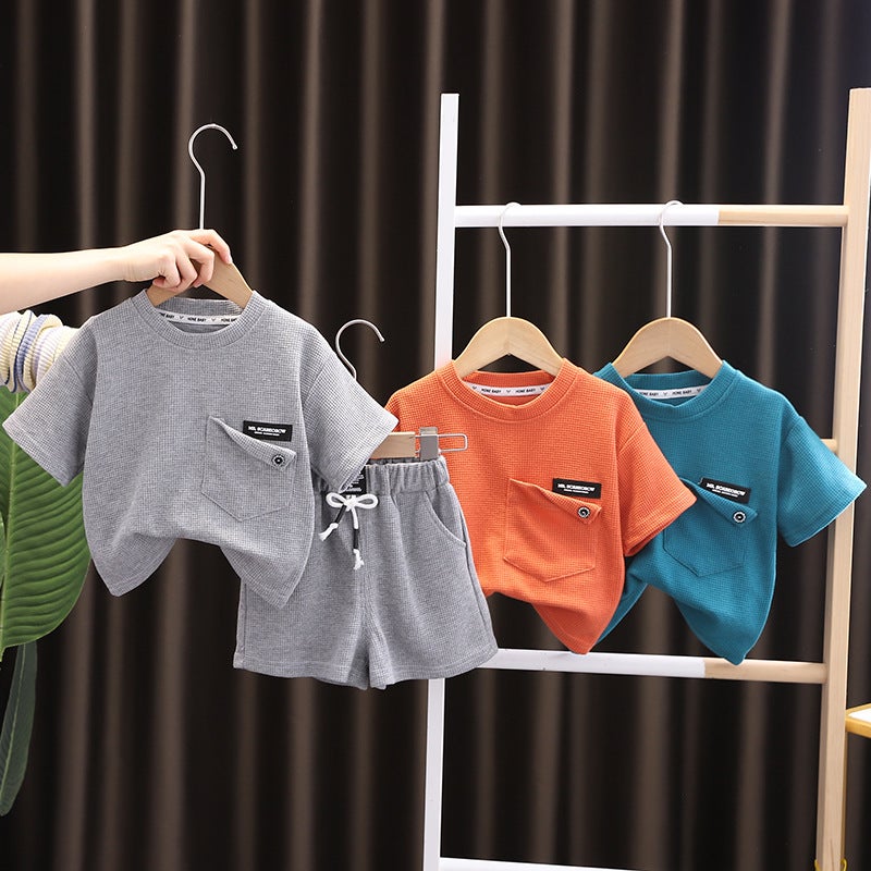 Girls' Short-Sleeved Shorts Set Korean-Style Boys' Summer Casual Sports Two-Piece Set 2023 New Children'S Summer Wear - Image 5