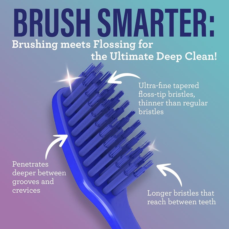 جوراناندا فرشاة أسنان Floss Fusion ذات شعيرات تنظيف مزدوجة الحركة ناعمة، وشعيرات مدببة فائقة النعومة لتنظيف أعمق، وخالية من مادتي BPA وPFA، (عدد 2) - Image 1