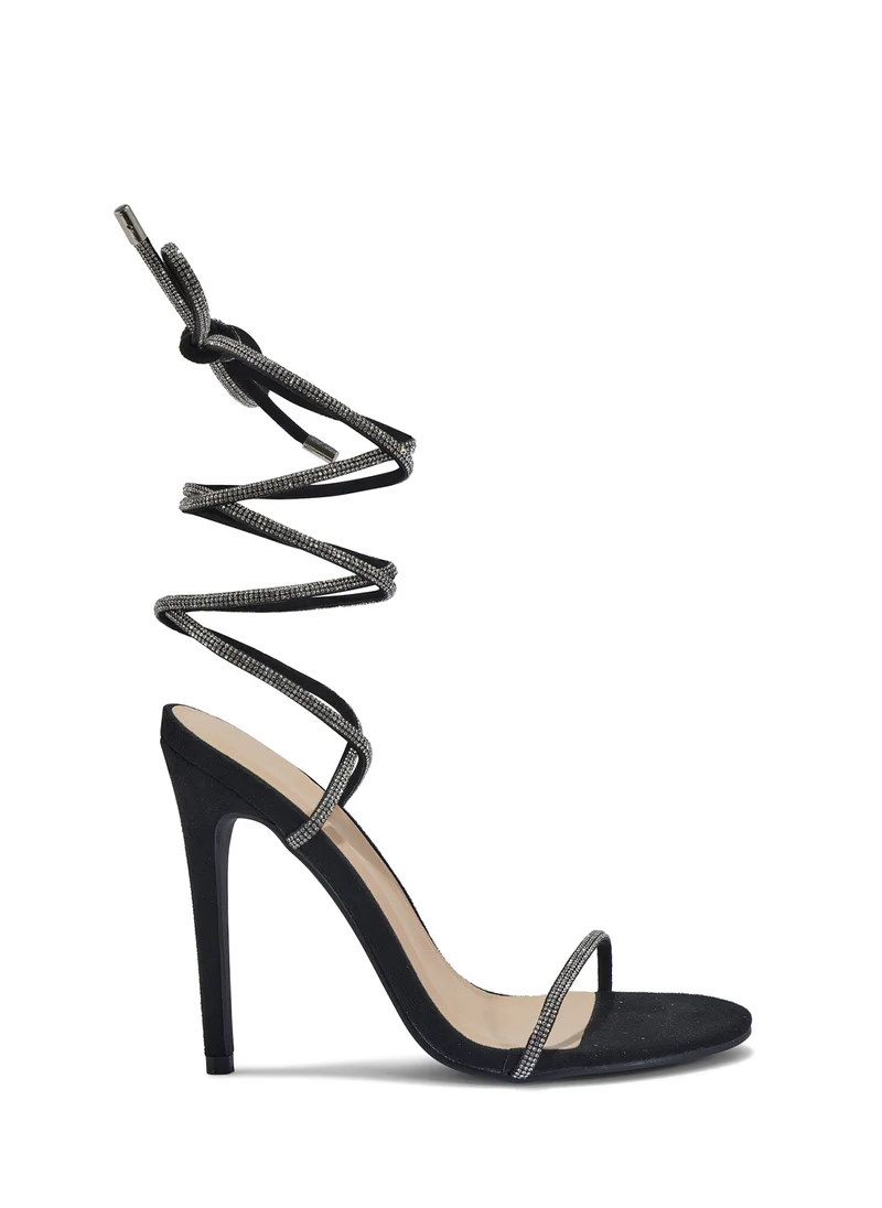 Truffle High Heel Diamante Tie Around Stiletto Sandal